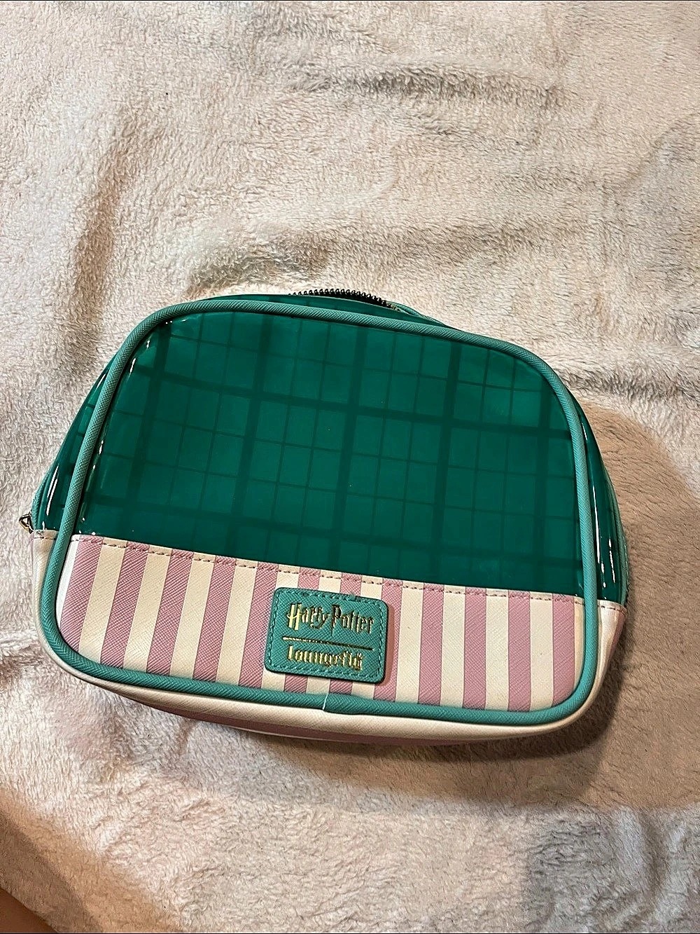 Harry Potter loungefly Checkered Cosmetic Bag in Green & Pink